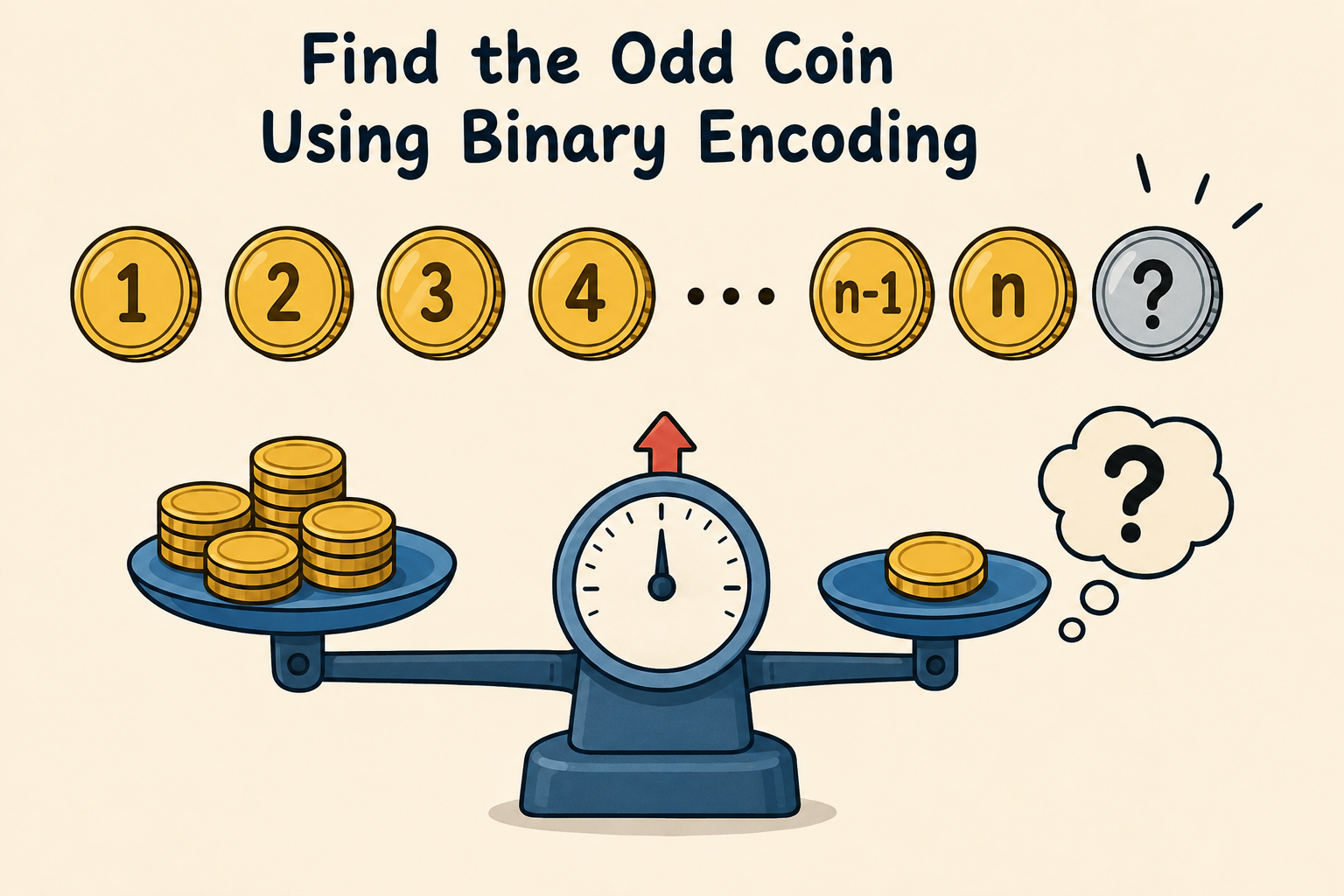 Find the Odd Coin Using Binary Encoding