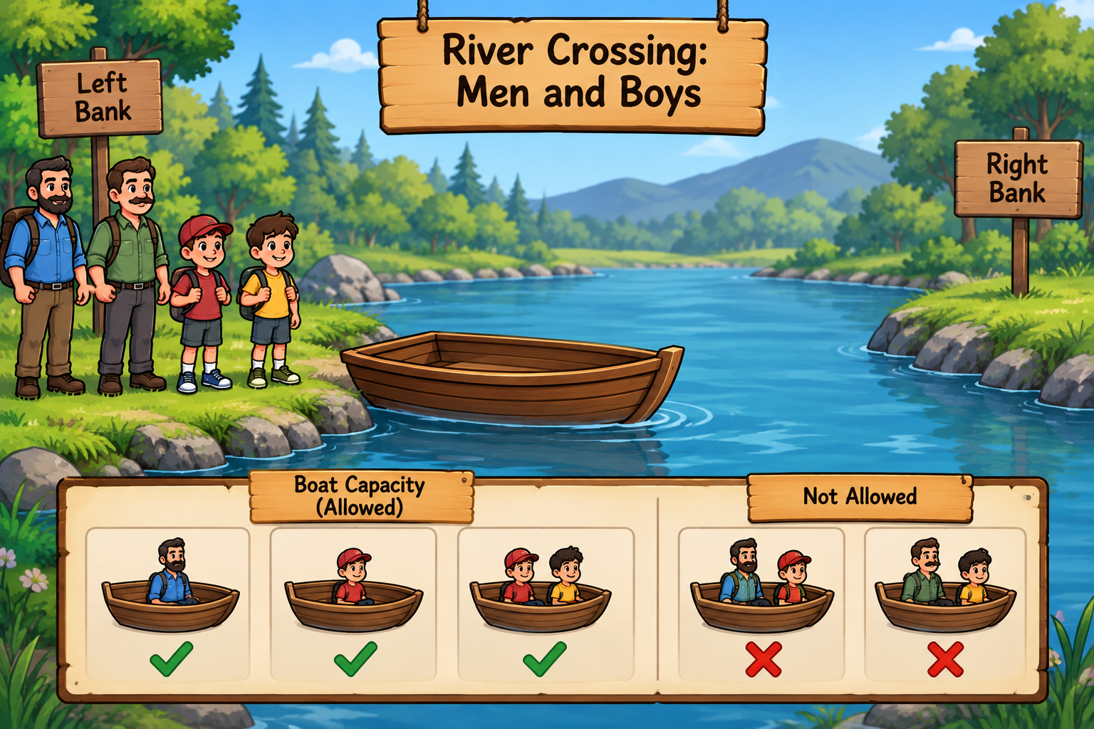 River Crossing: Men and Boys