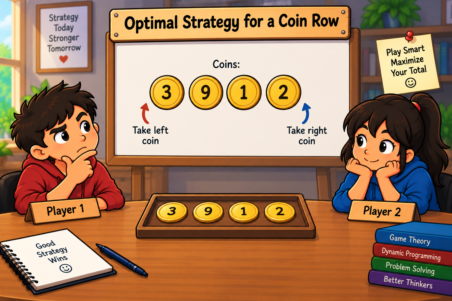 Optimal Strategy for a Coin Row