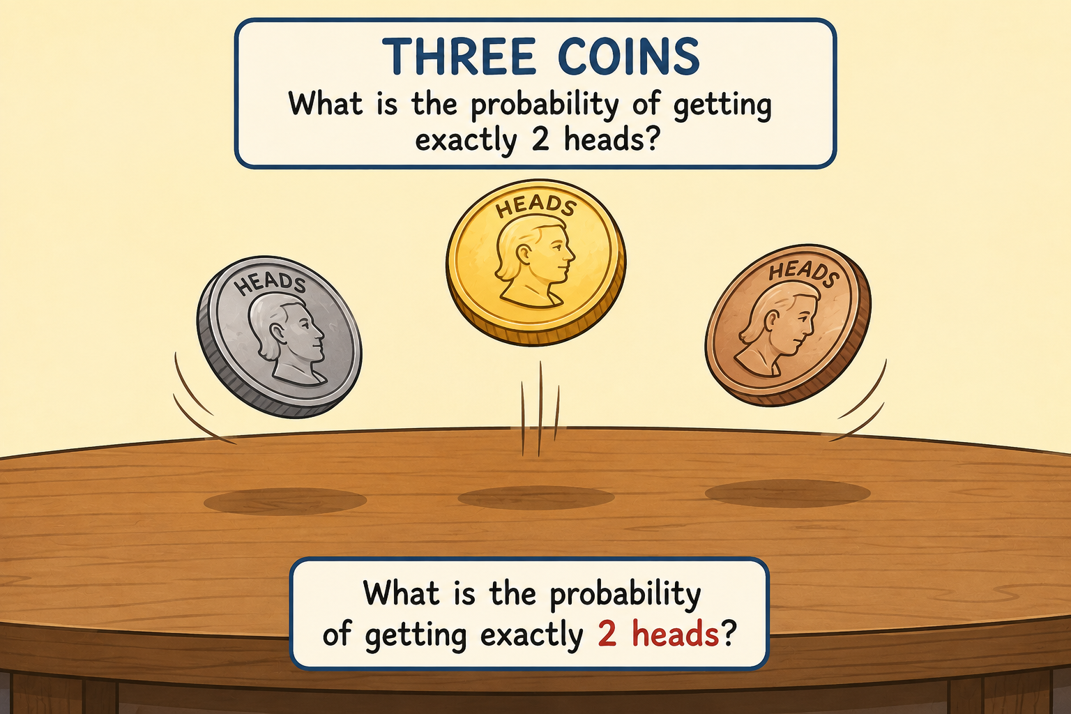Three Coins: Probability of Heads